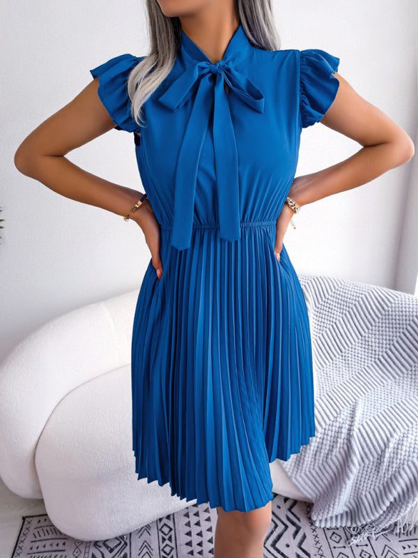 Temperament Lace-Up Waist Pleated Skirt