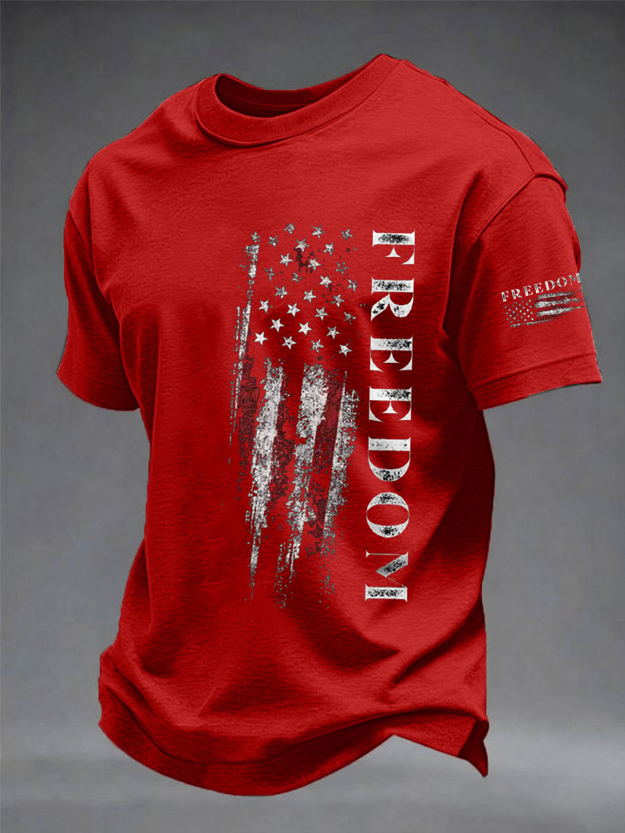 Men's America Freedom Flag Print Casual T-Shirt