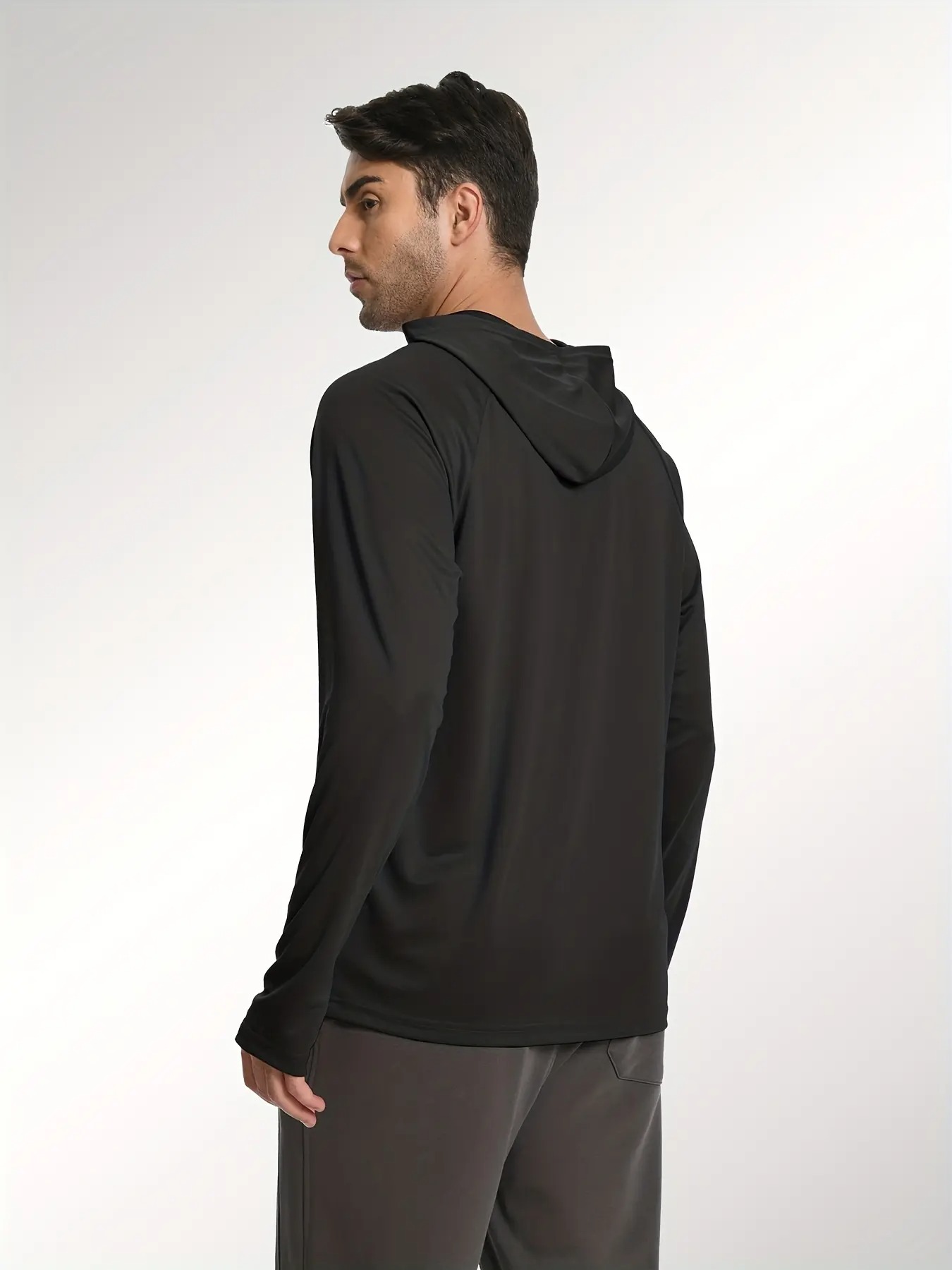Men’s Athletic Hooded Long Sleeves – Quick Dry Running Shirts with Thumb Holes Sports Activewear Set