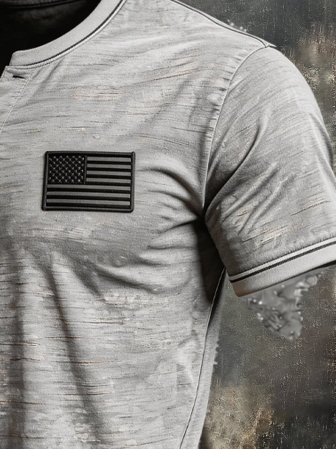 Men's Retro Comfortable Breathable Bamboo Cotton Patriot T-shirt