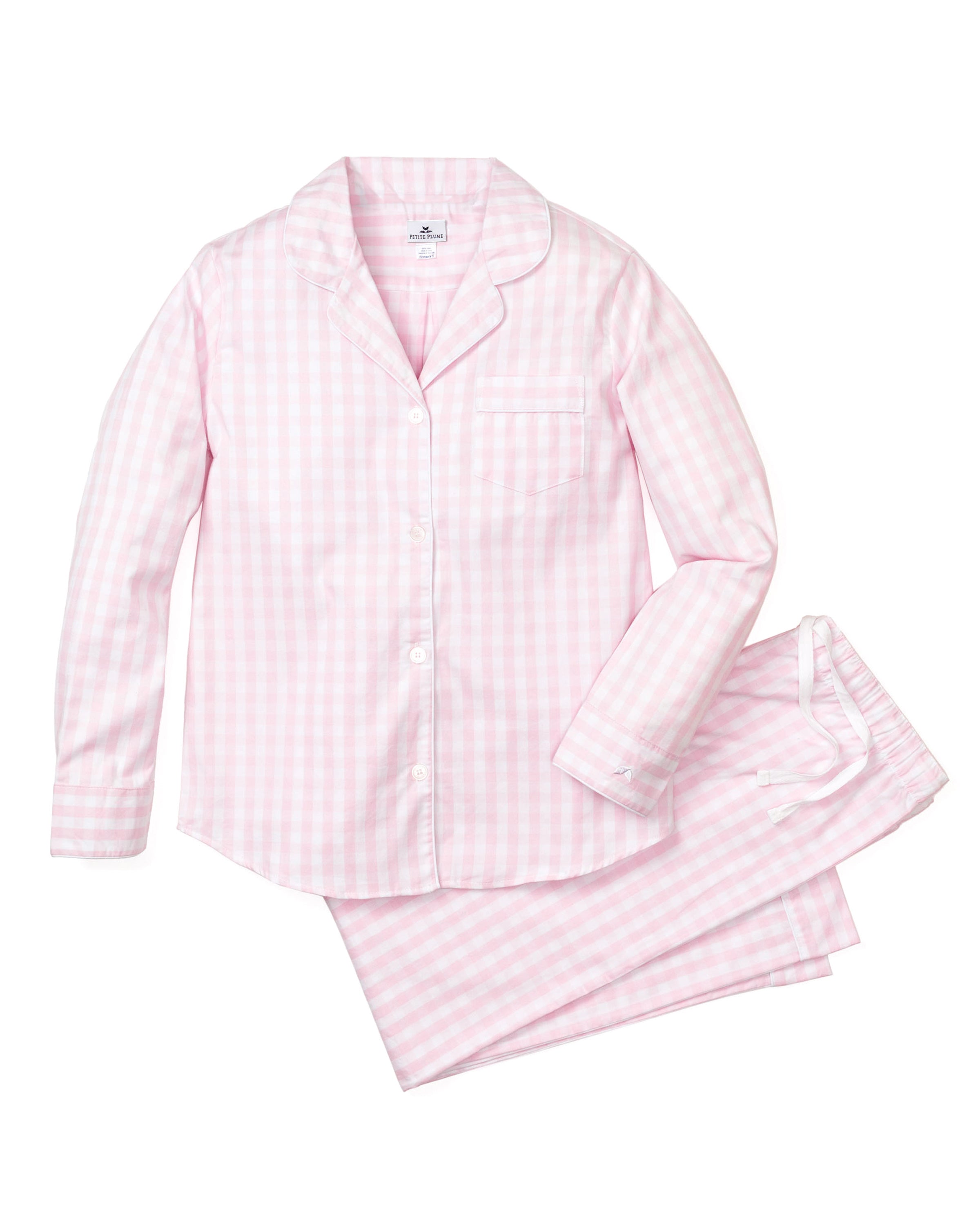 Women's Twill Pajama Set in Pink Gingham