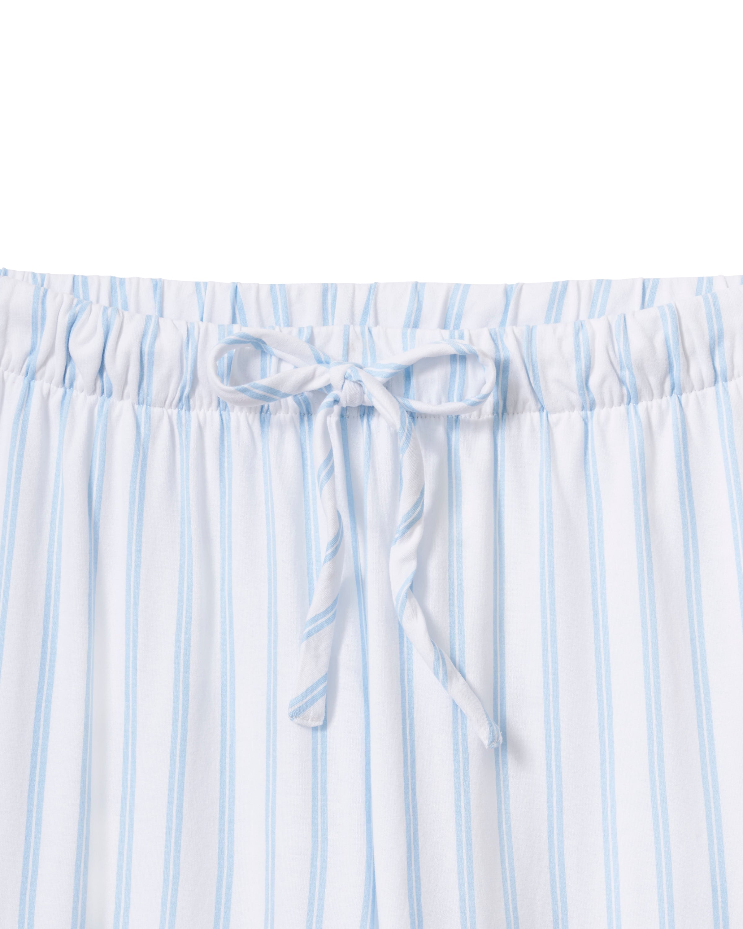 The Olivia Wide Leg Pima Pajama Set in Periwinkle Stripe