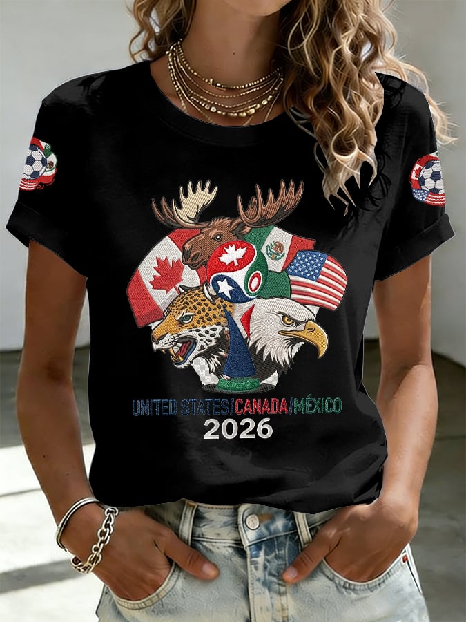Women's Football Lovers Print V Neck T-shirt