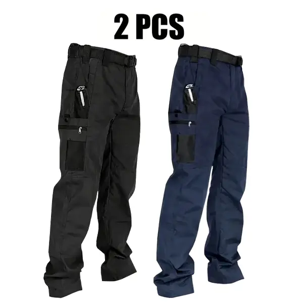 Men's Solid Color Tactical Work Pants,230g/m² new fabric，with Multiple Pockets and Zipper Closures