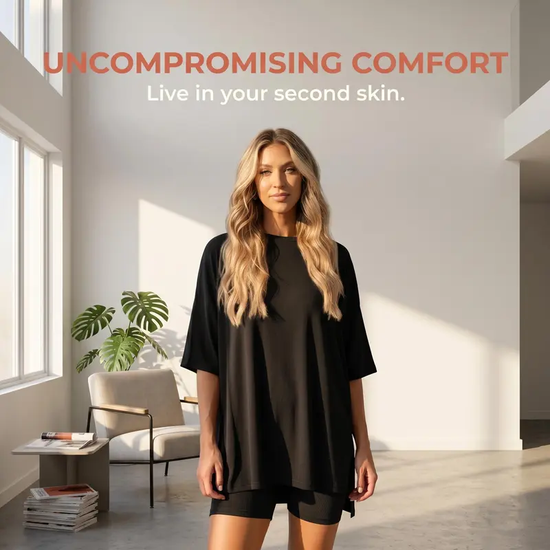 Women's Summer Casual Two-Piece Set: Minimalist Loungewear crafted from soft viscose fabric