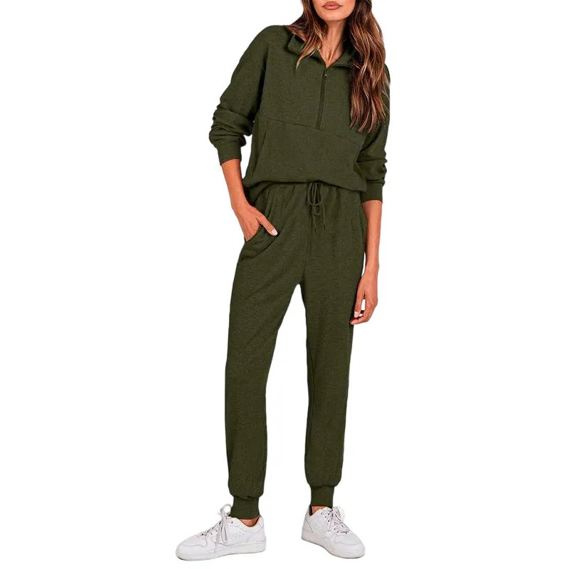 Women's 2-Piece Sweatpants Set Long Sleeve Half Zip Pullover Sweatshirt and Pants