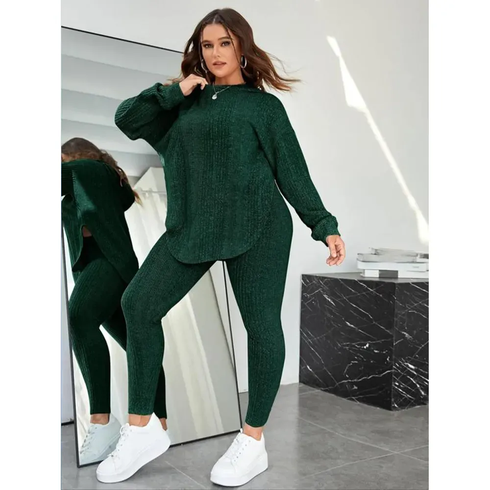 Women's Split-Hem Hoodie & Leggings Set – Cozy Lounge Wear