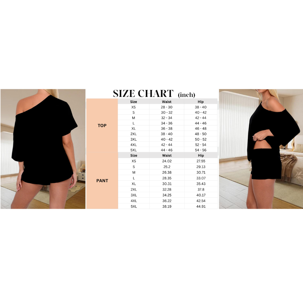 Women’s Casual Two Piece Lounge Set Off Shoulder Top