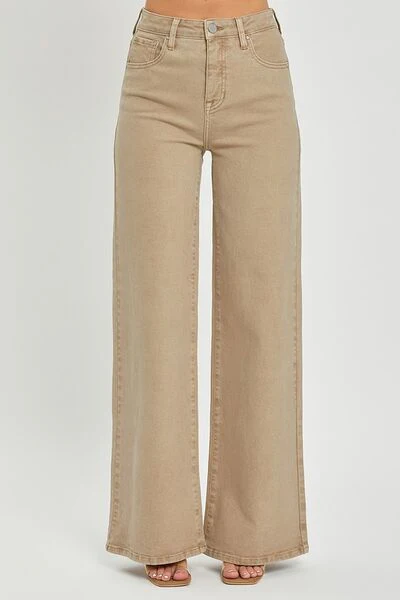 Full Size Tummy Control High Rise Wide Leg Jeans