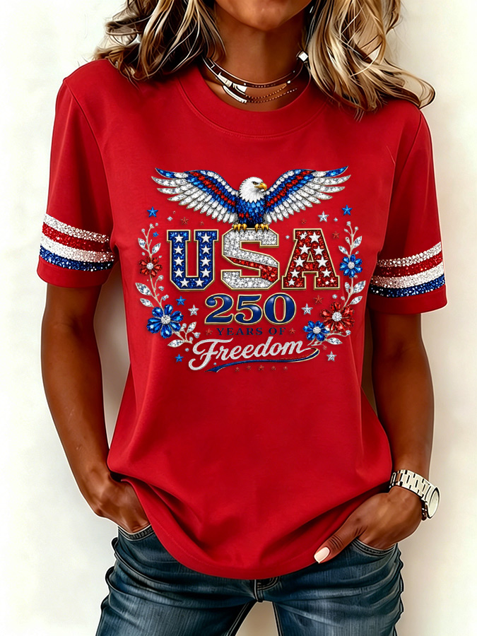Women'S  Anniversary Flag Printed Casual T-Shirt