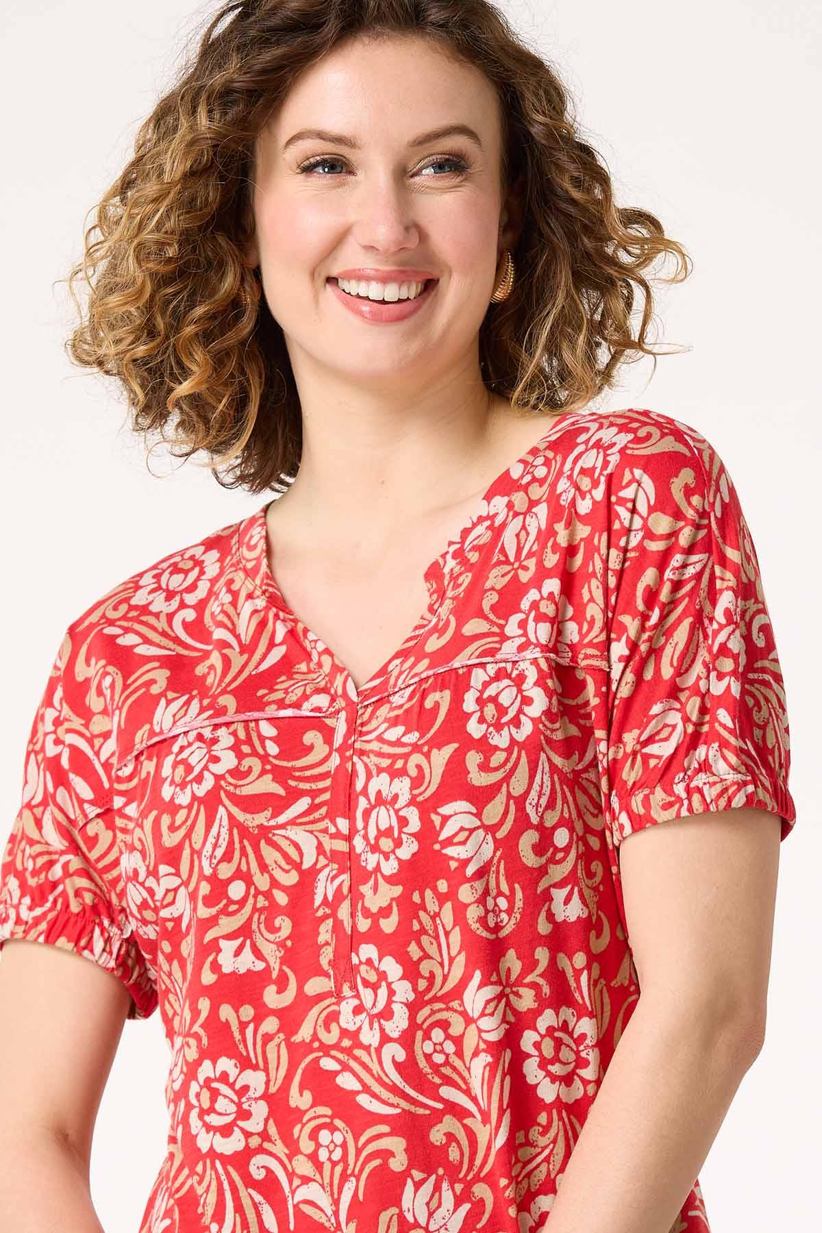 Red Floral Top
