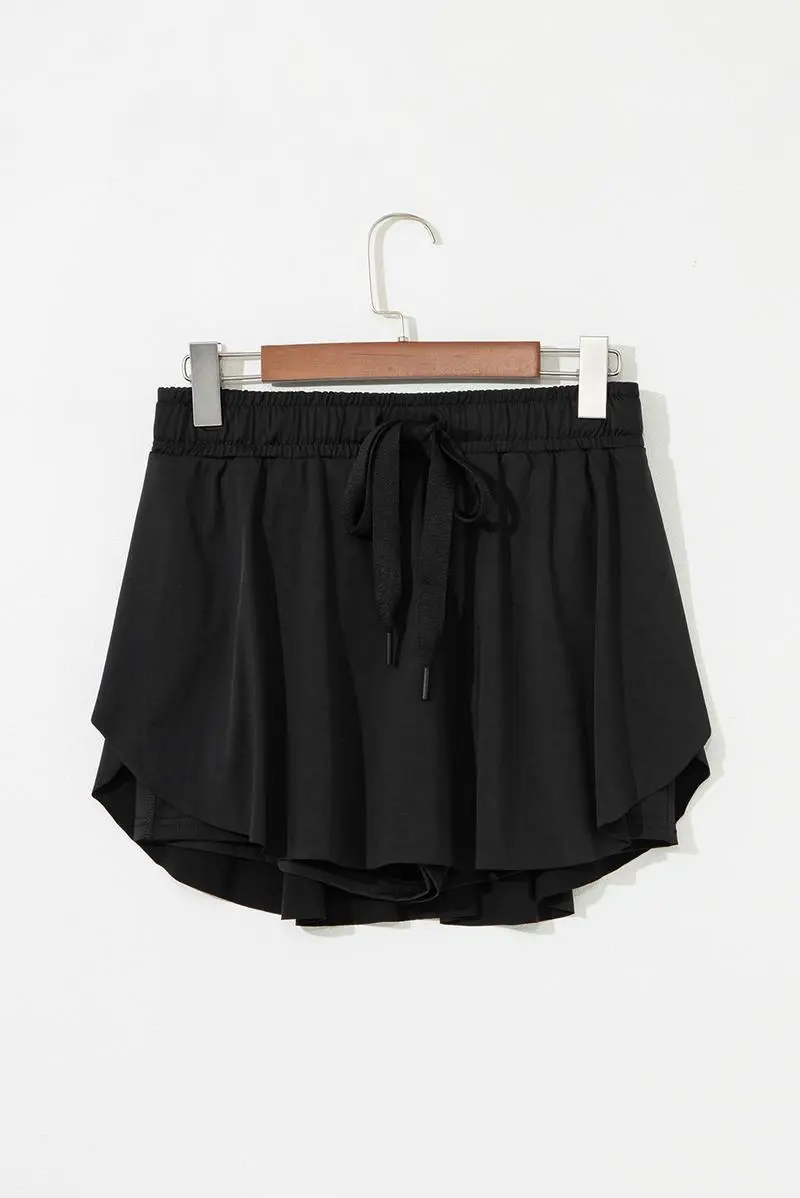 Women's Casual Drawstring Tie High Waist Lined Tennis Skorts