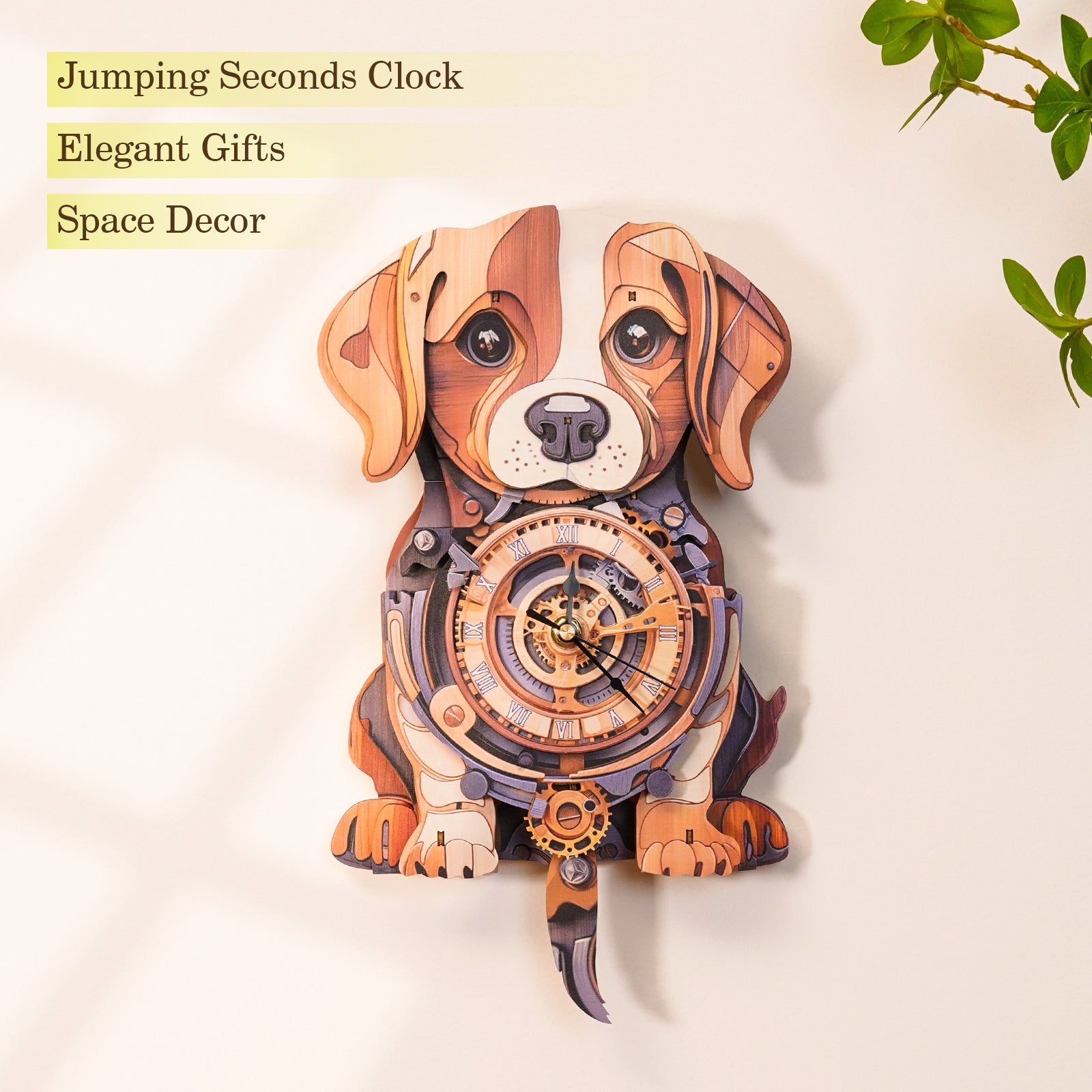Cute Beagle DIY Wooden Clock , 3D Puzzle Craft Kit