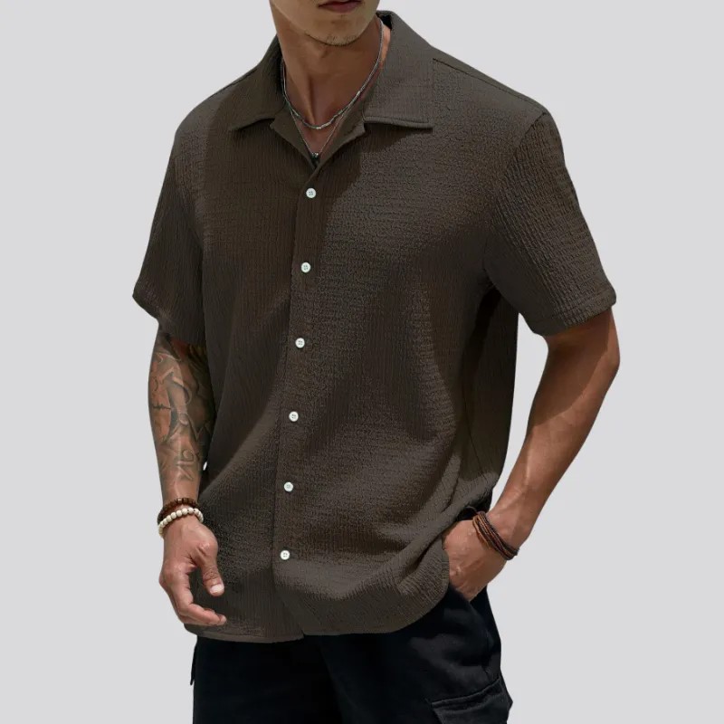 Men's Textured Button Front Shirt