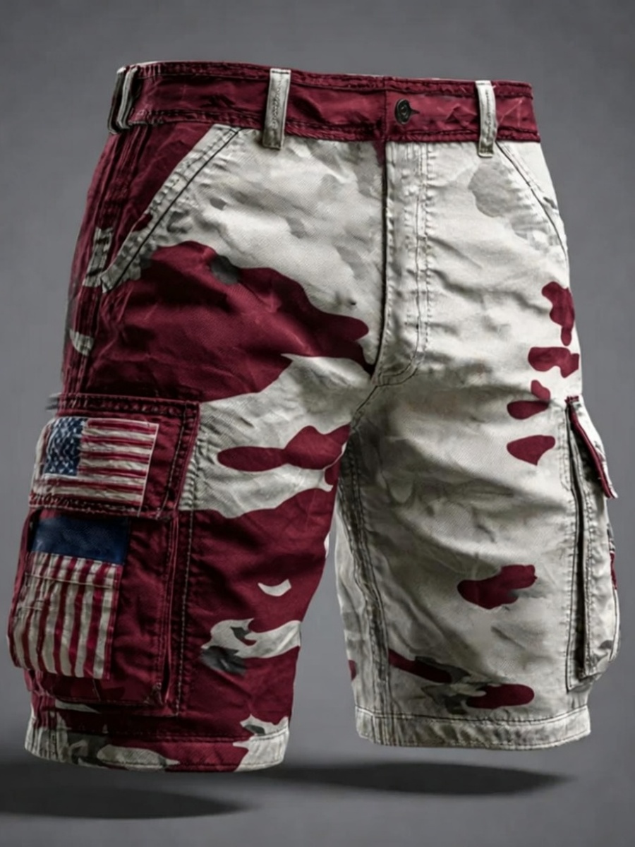 Retro American 250th Anniversary Camouflage Print Men's Shorts
