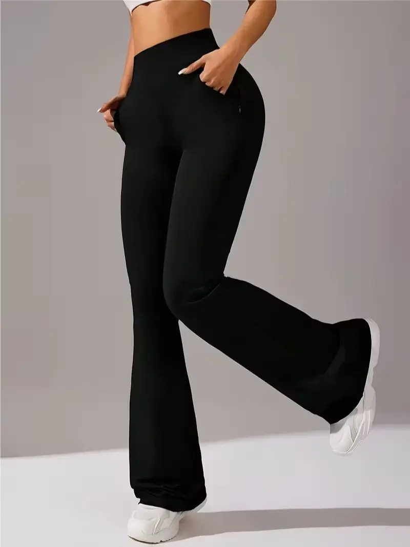 Women's High-Stretch Micro Flare Sweatpants – Soft Elastic Athleisure Gym Pants for Yoga & Casual Wear