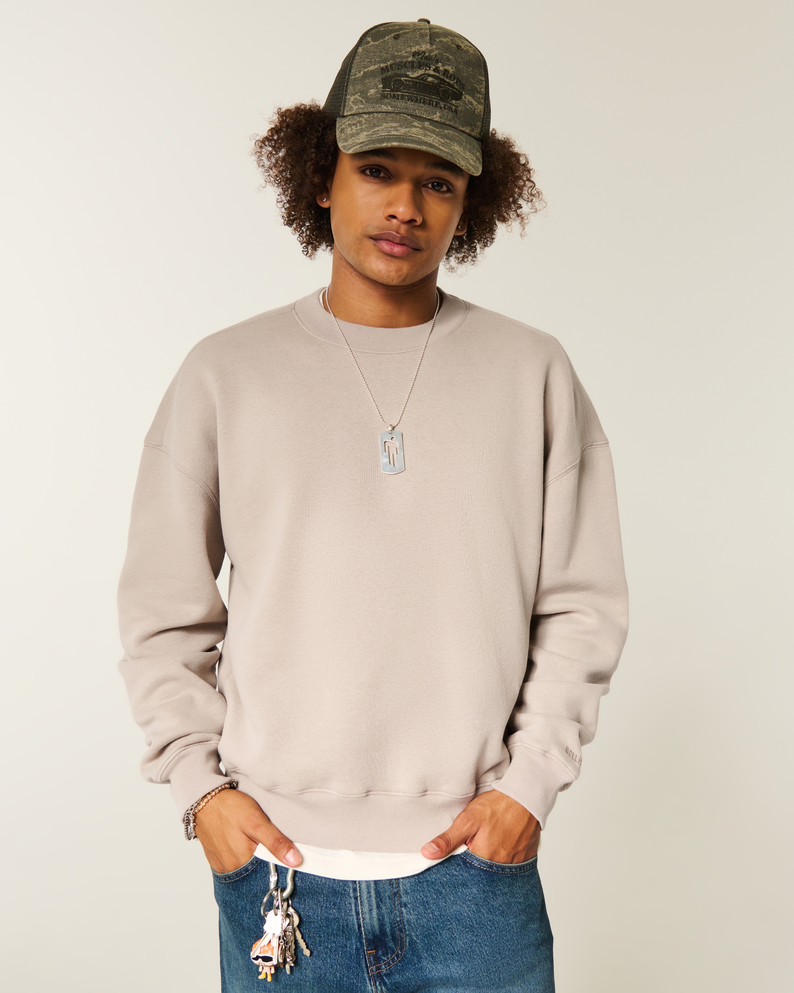 Boxy Camo Crew Sweatshirt