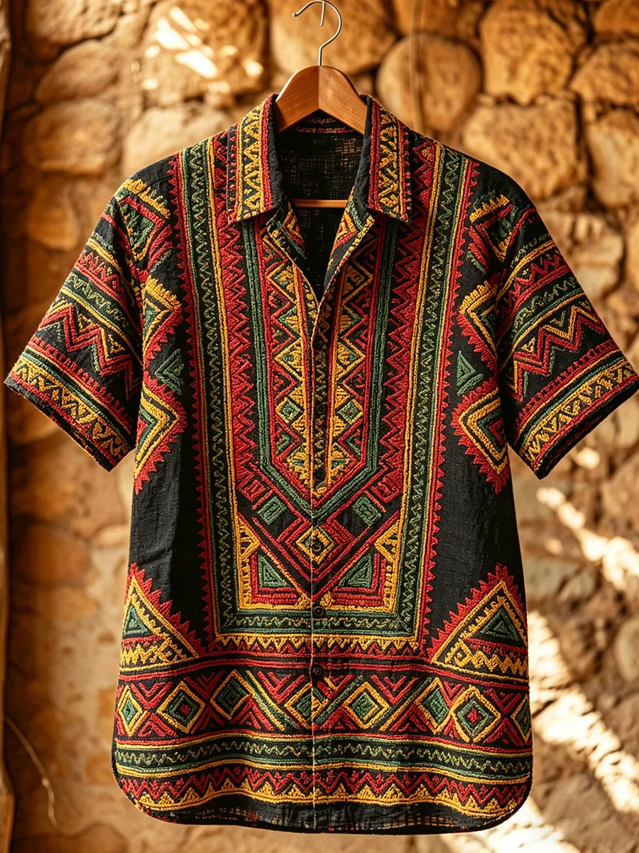 Dense Ethnic Short-Sleeve Shirt