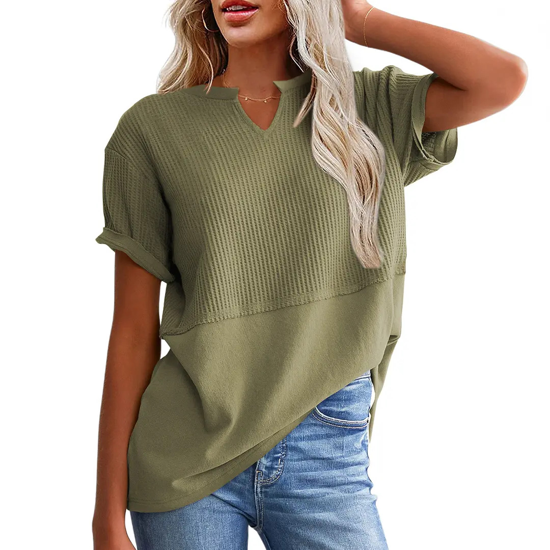 Women's Plus-Size V-Neck Short-Sleeve Knit Top