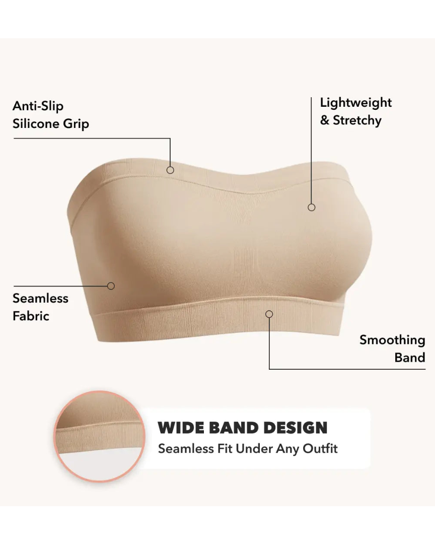 Wireless Backless Bandeau Bra Anti‑Slip Convertible Straps Plus Size