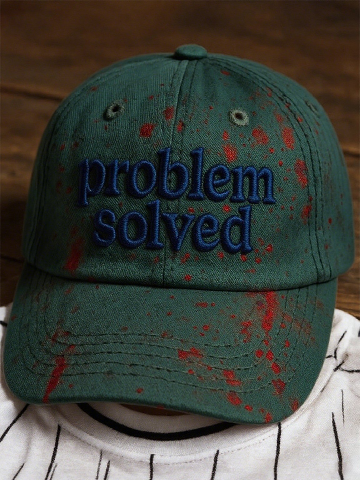 Men's Vintage Halloween Problem Solver Print Washed Baseball Cap