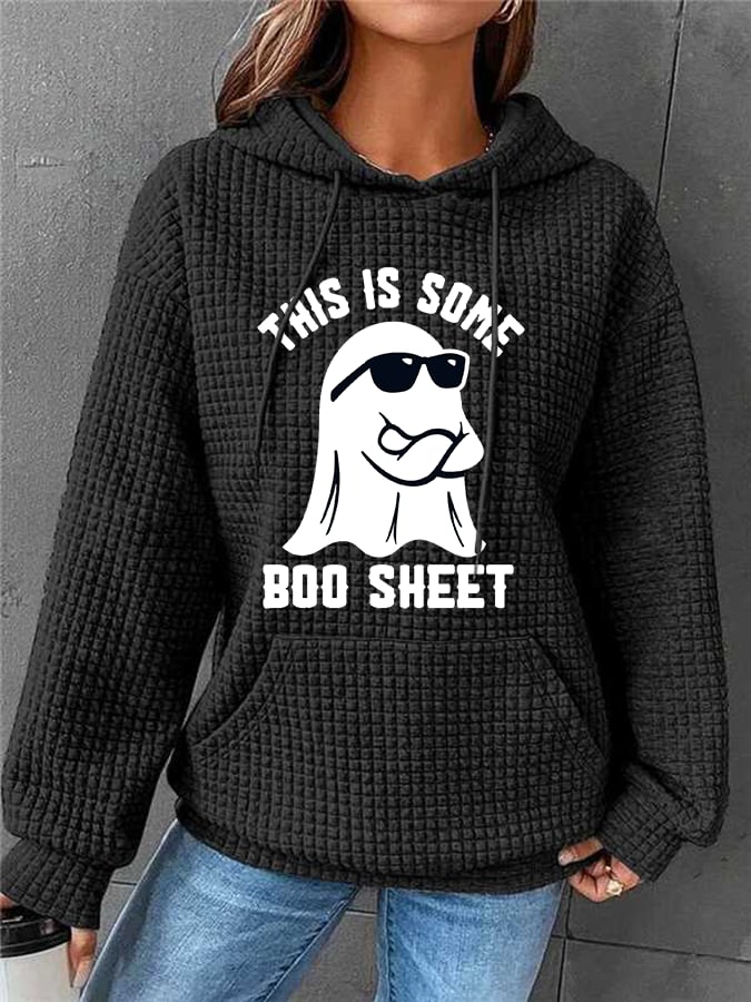 Women's Halloween This Is Some Boo Sheet Waffle Hoodie