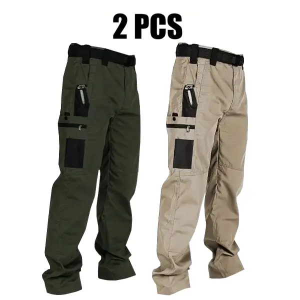 Men's Solid Color Tactical Work Pants,230g/m² new fabric，with Multiple Pockets and Zipper Closures