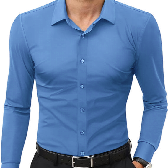 🔥Last Day Promotion!🔥Men’s 4-Way Stretch Travel Dress Shirt: Wrinkle-Free Slim Fit