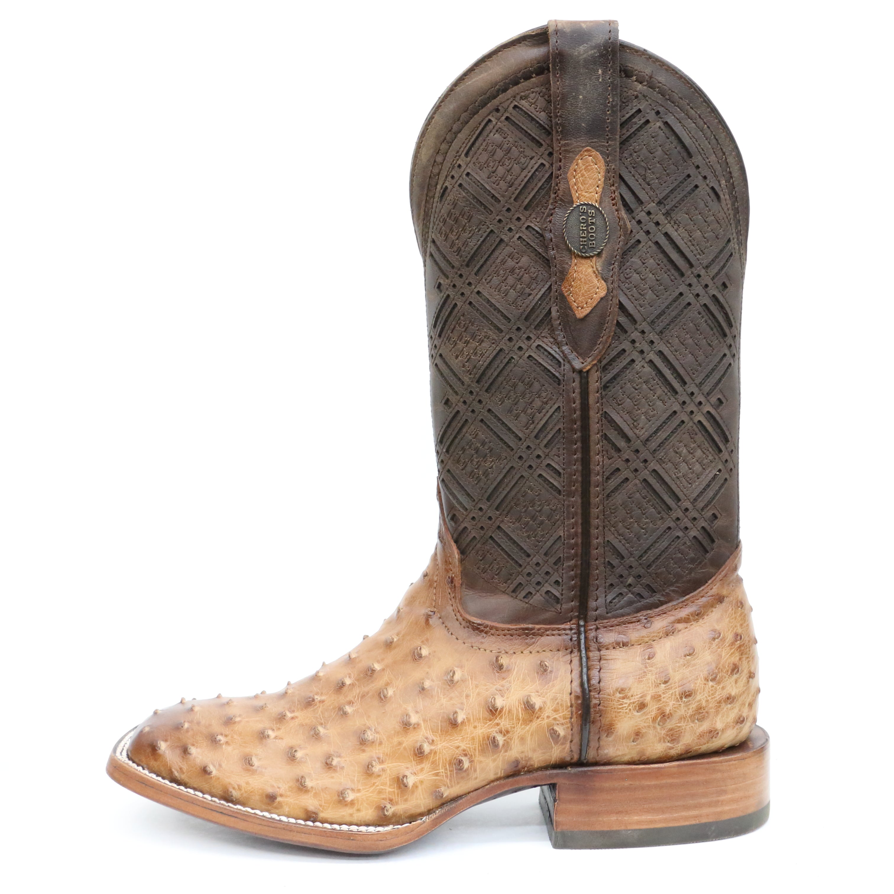 Chero's Premium Exotic Ostrich Scorched Brandy Clearance Sale 70%OFF