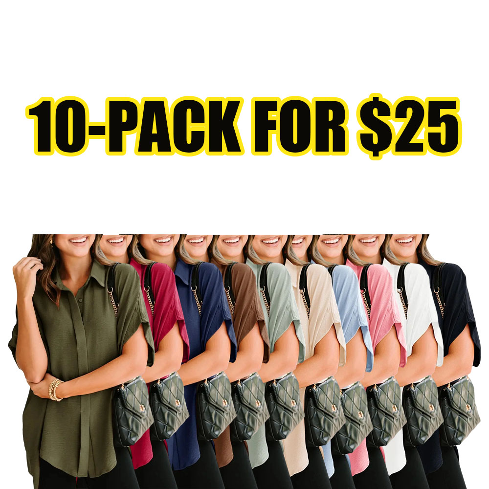 Effortless V-Neck Oversized Button-Down Blouse for Women