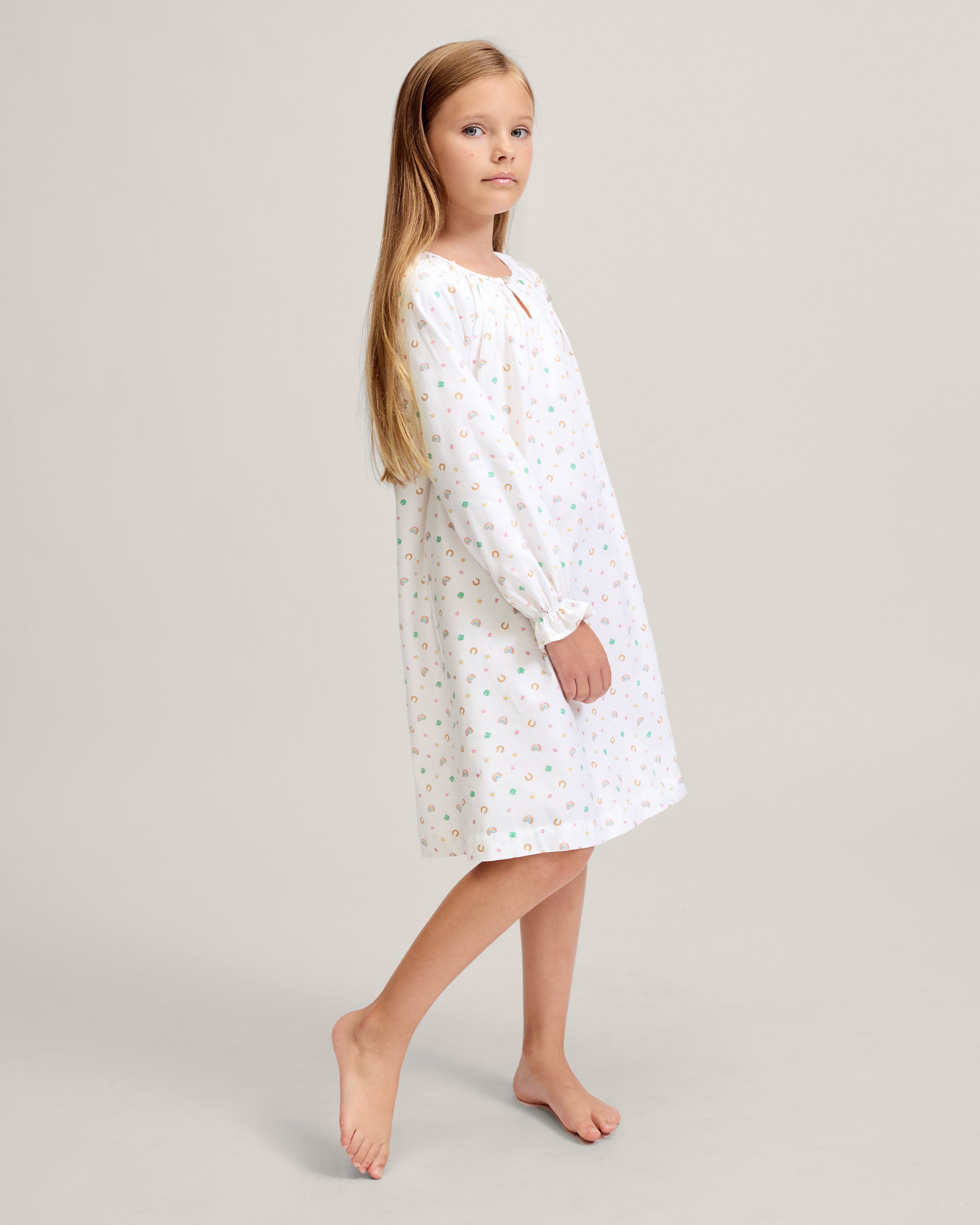 Girl's Twill Delphine Nightgown in Good Luck Charms