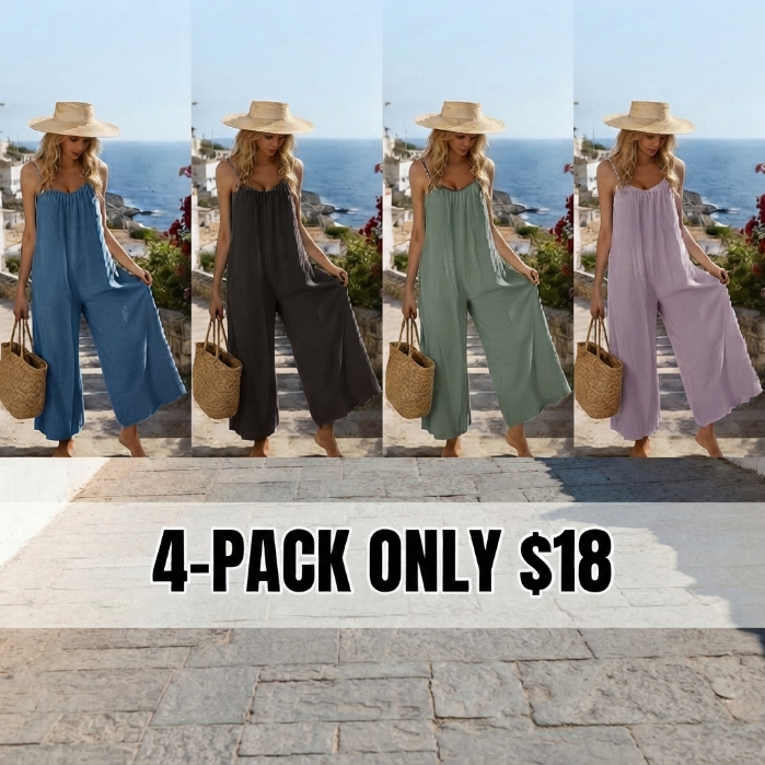 Chic Breeze Open-Back Wide-Leg Jumpsuit