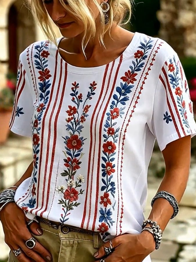 Women'S Casual Independence Day Print Top