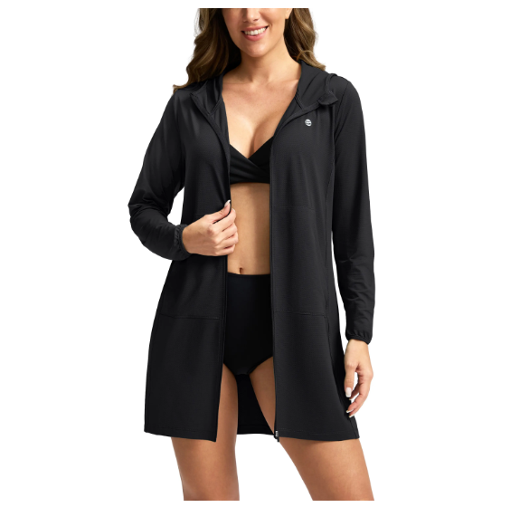 Women's UPF 50+ Sun Protection Swim Long Jacket SPF Lightweight Beach Cover Ups