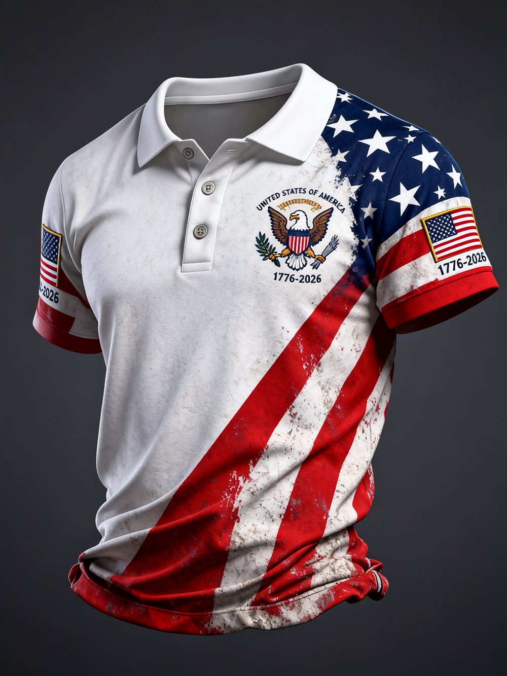 Men's 250th U.S. Independence Day Print Casual Short-Sleeve Polo Shirt