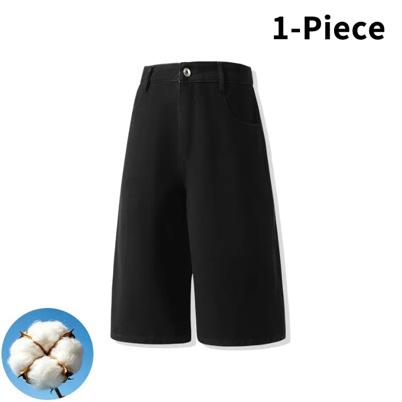 Men’s 3-Piece Vintage Washed Wide-Leg Denim Shorts Set