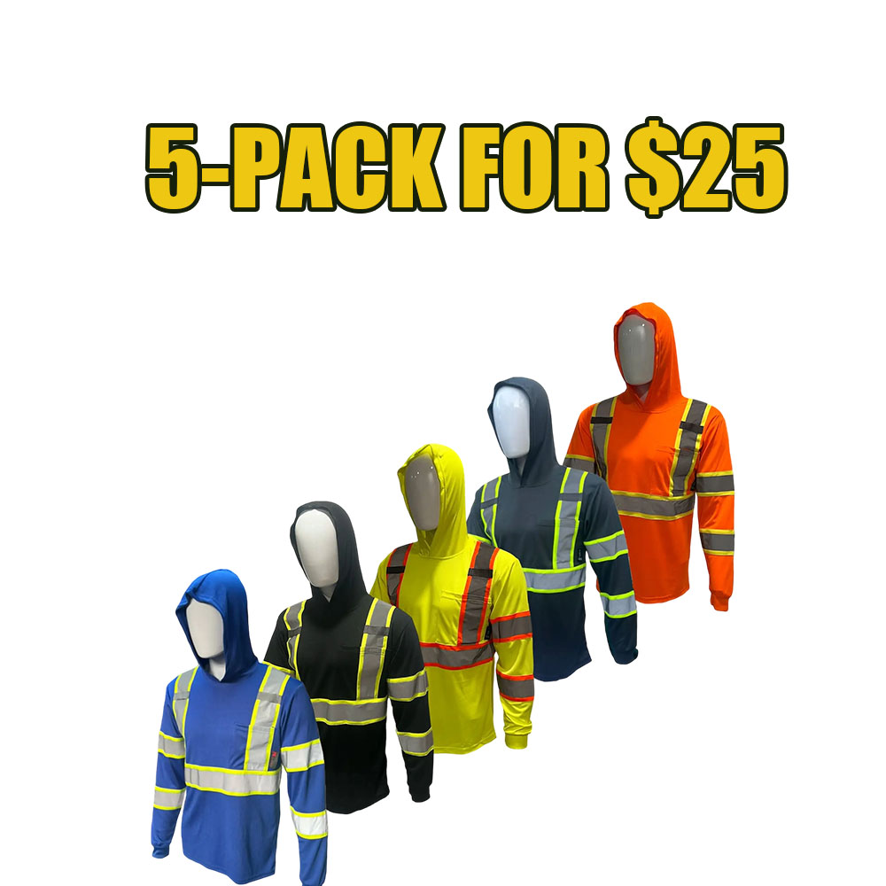 10-Pack High-Visibility Performance Hooded Safety Shirts