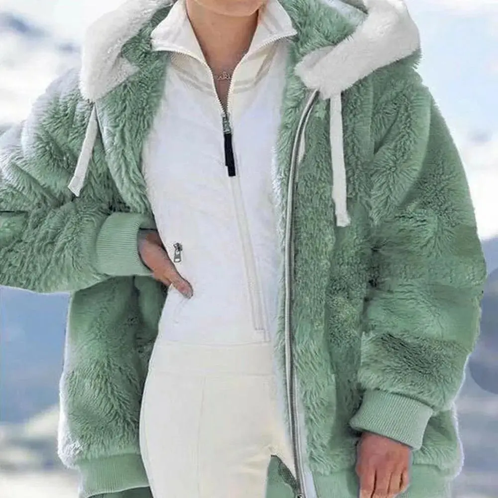 6-Pack Ladies Warm Teddy Bear Fluffy Coat Hooded Fleece Jacket Outwears