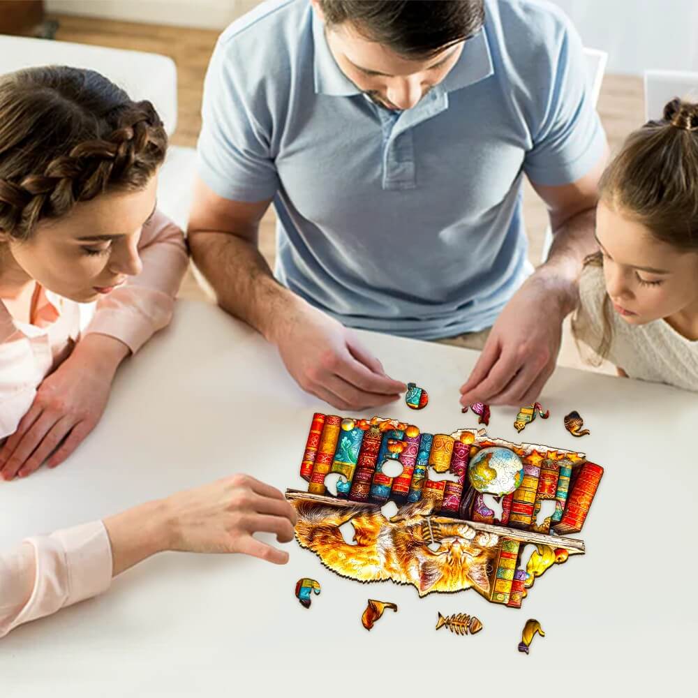 Dreamy Tabby Cat Wooden Jigsaw Puzzle