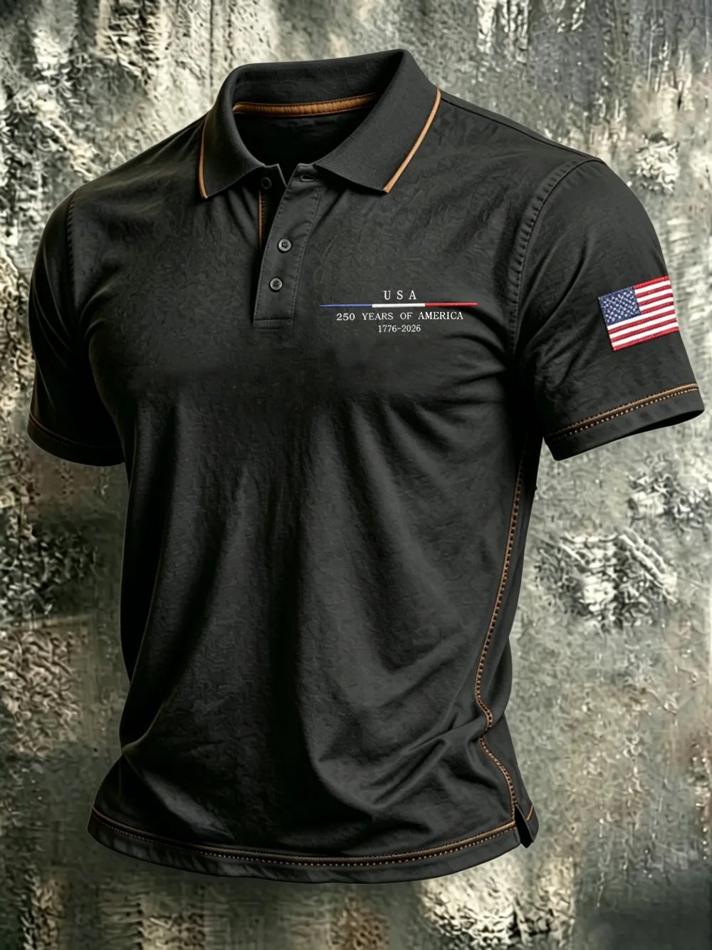 Men'S Casual American 250Th Anniversary Embroidered Commemorative Printed Polo Shirt