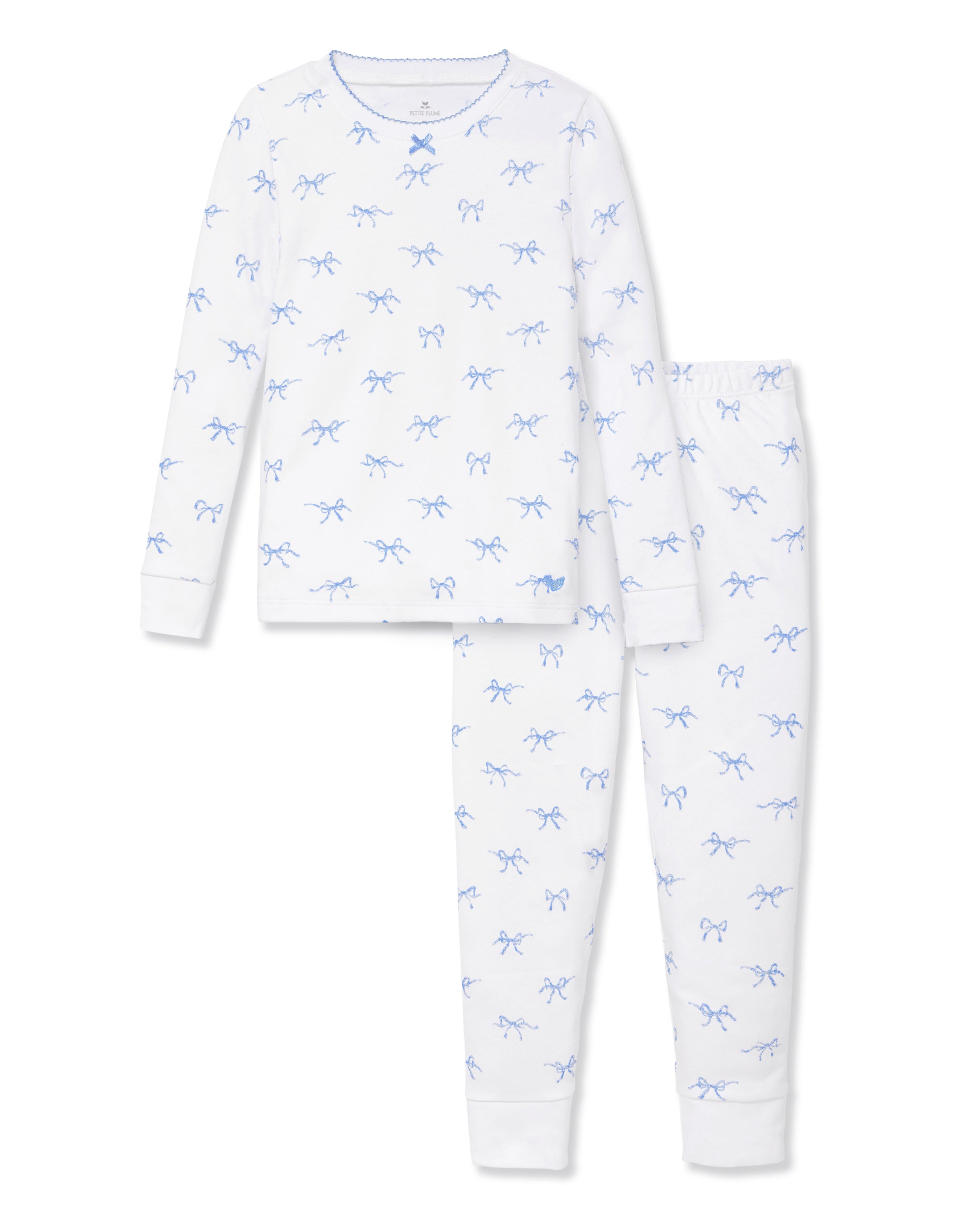 Kid's Pima Snug Fit Pajama Set in Something Blue Bows