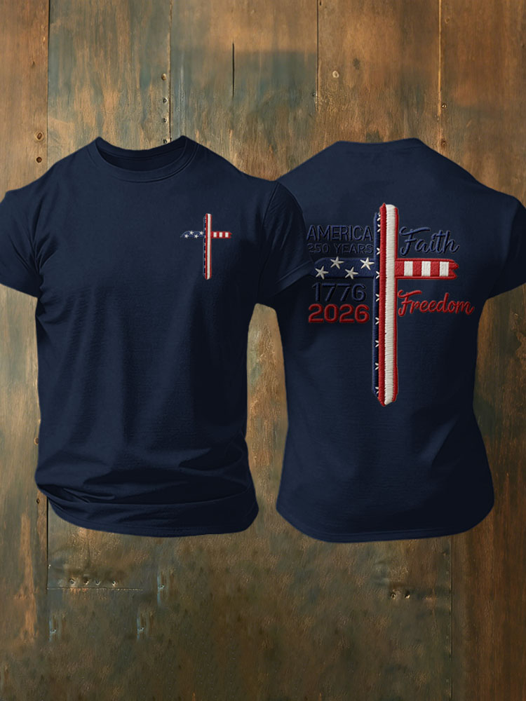 Men's American Flag Commemorative 250th Anniversary Classic Pattern Short Sleeve T-shirt