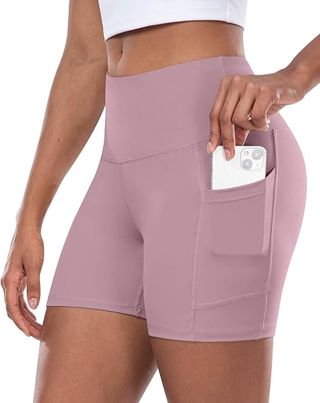 Women's High Waist Yoga Biker Shorts with Pocket