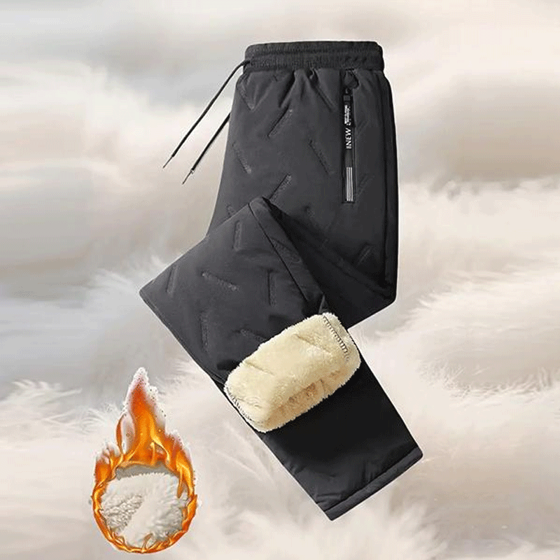 Men's Warm Thermal Winter Pants with Zippered Pockets