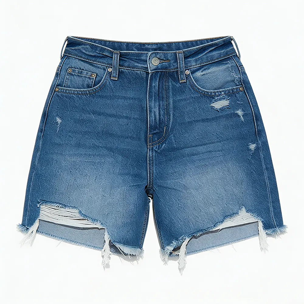 Women Ripped Denim Shorts