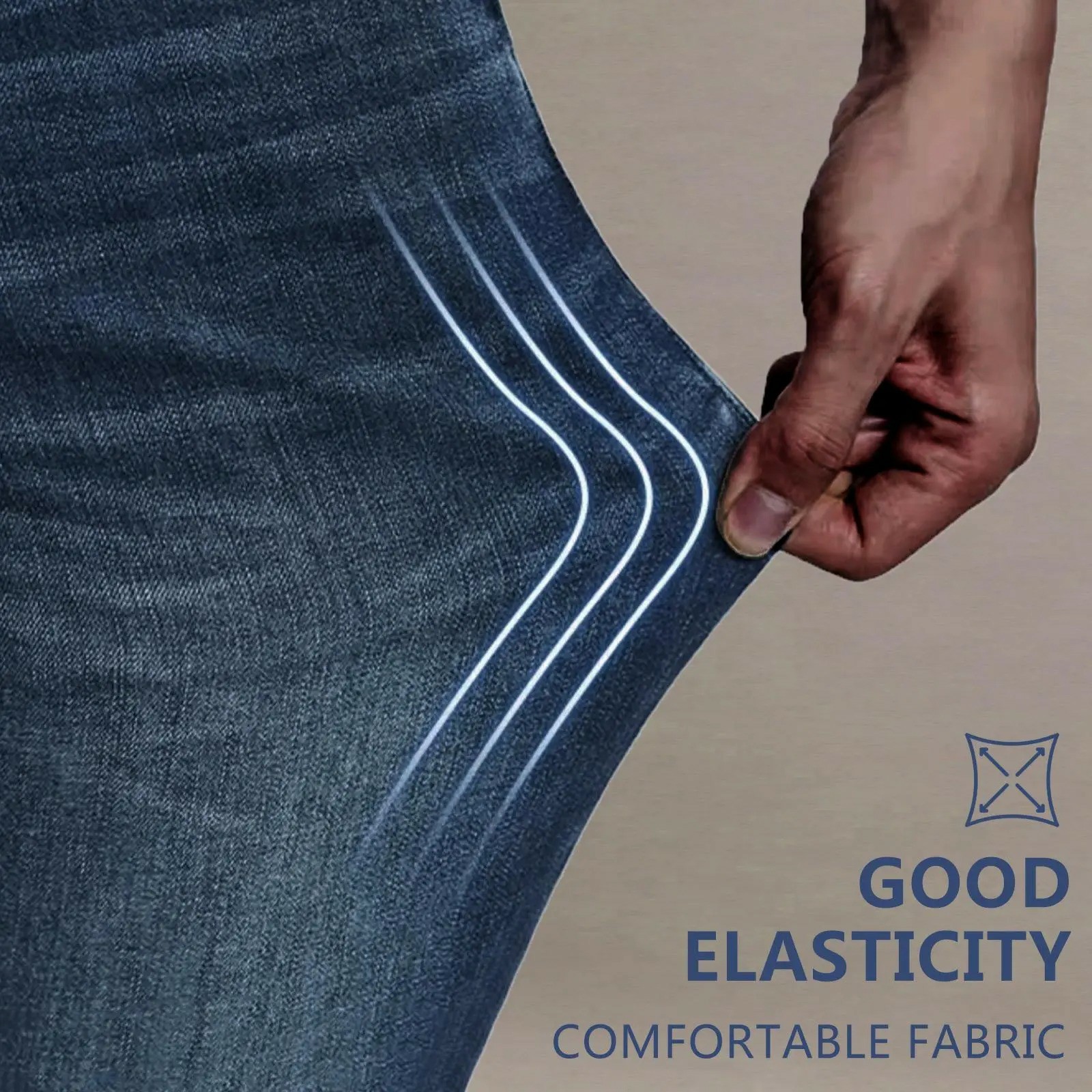 Men's Stretch Straight-Leg Denim Jeans – Vintage Wash Drawstring Casual Pants