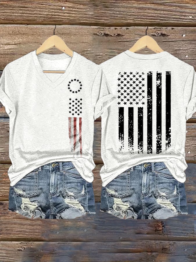 Women's Vintage USA 250th Anniversary One Nation Under God Print Casual T-shirt