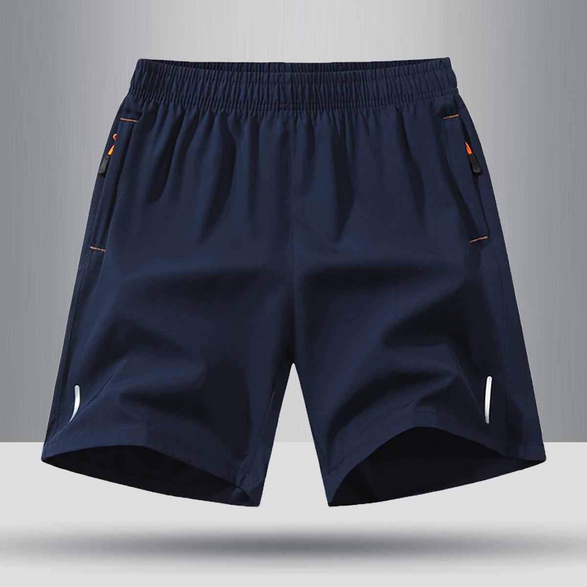Men's Solid Color Zipper Pocket Shorts