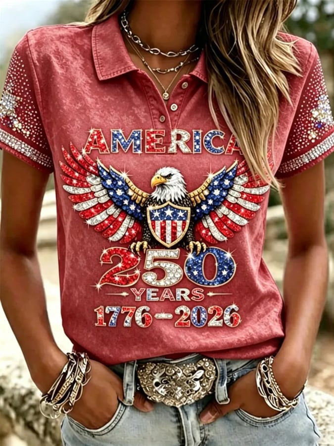 Women's Casual 250th Anniversary Printed Polo Shirt