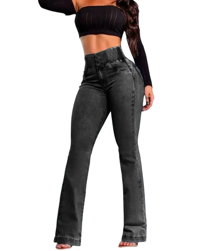 2025 Elastic Waist High Waist Stretch Tights Slightly Flared Hip Lift Denim